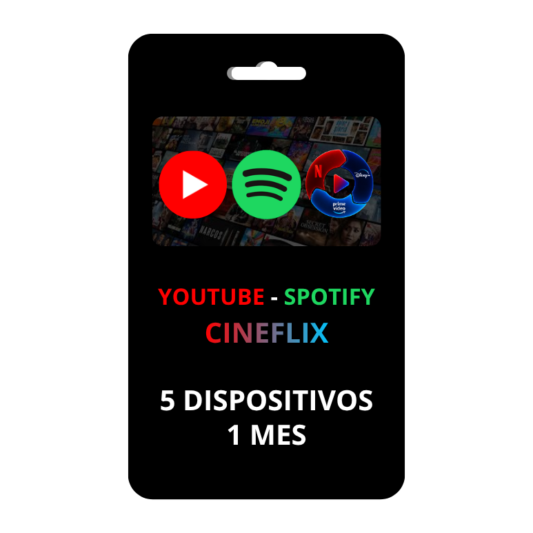 Youtube spotify streamflix 1 mes